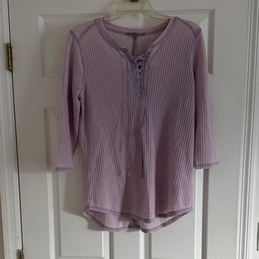 Women's Lavender Lace-Up Top